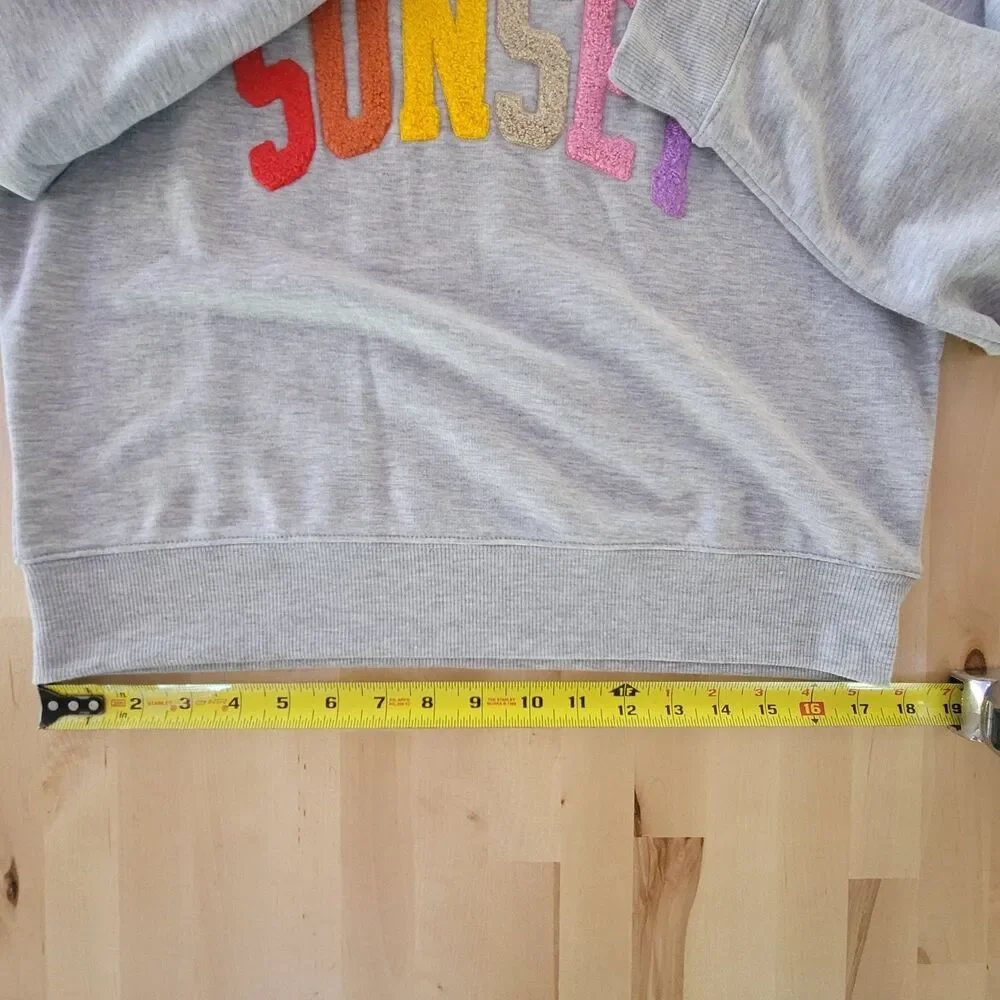Womans 'SUNSET' Sweatshirt Gray SZ S Embellished Pullover - Picture 6 of 10